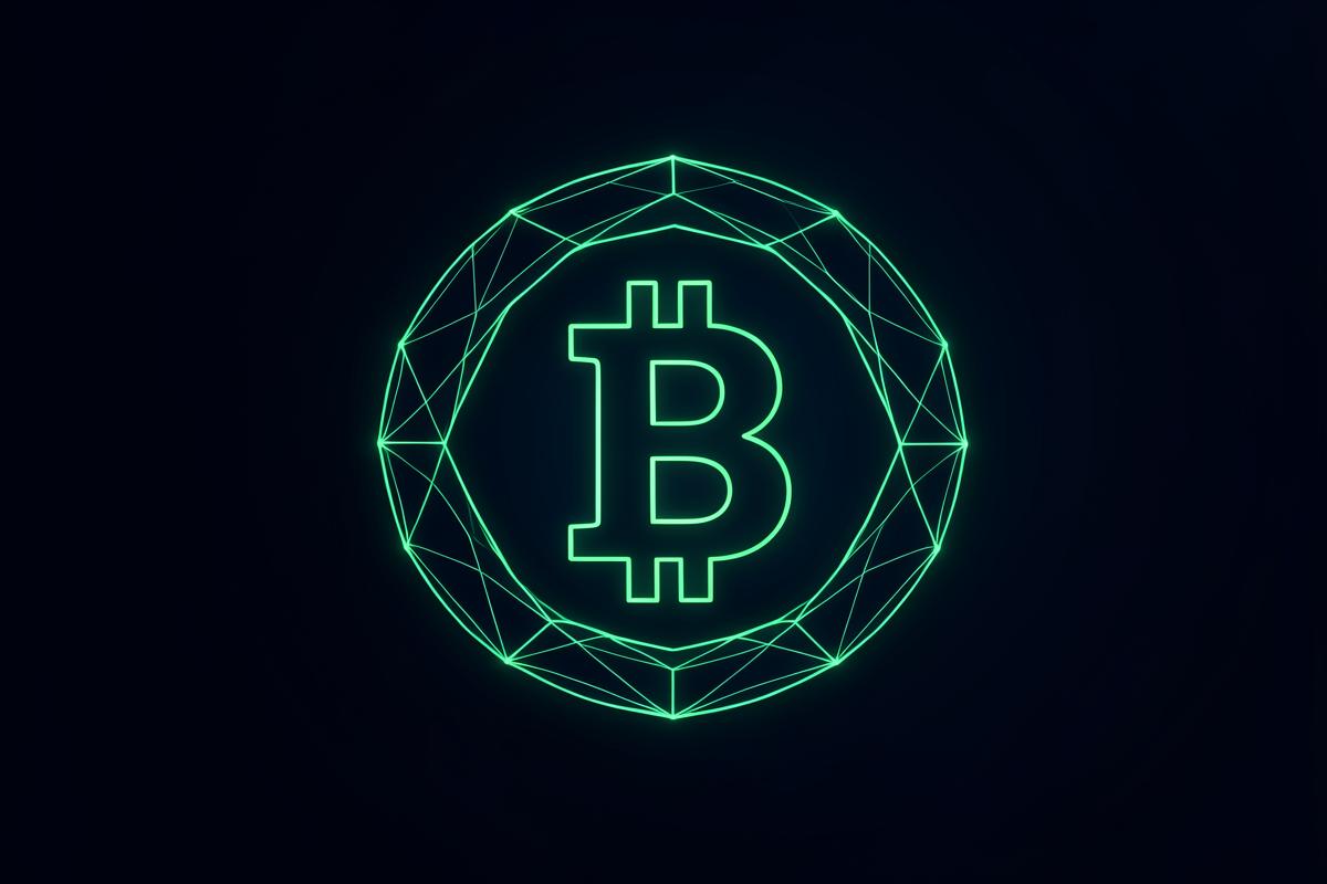 Abstract illustration of the Bitcoin blockchain network for beginners