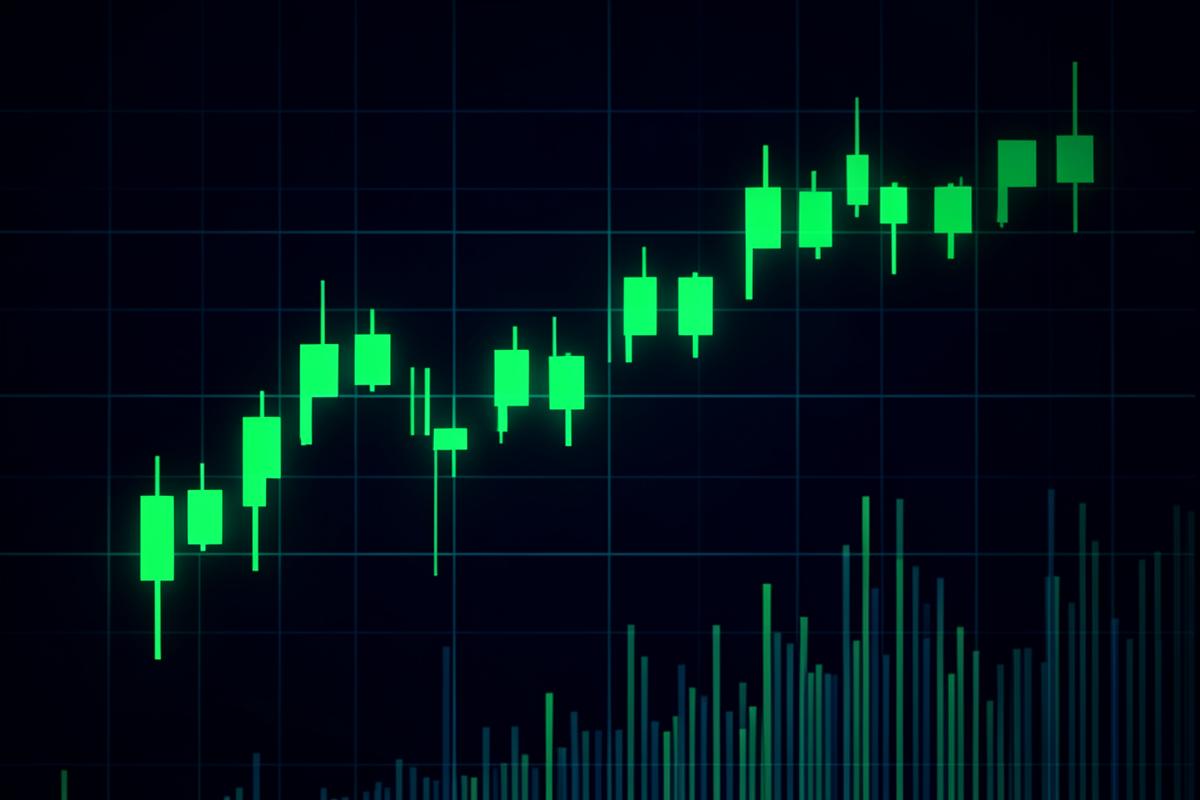 Abstract candlestick chart representing crypto market news and price trends