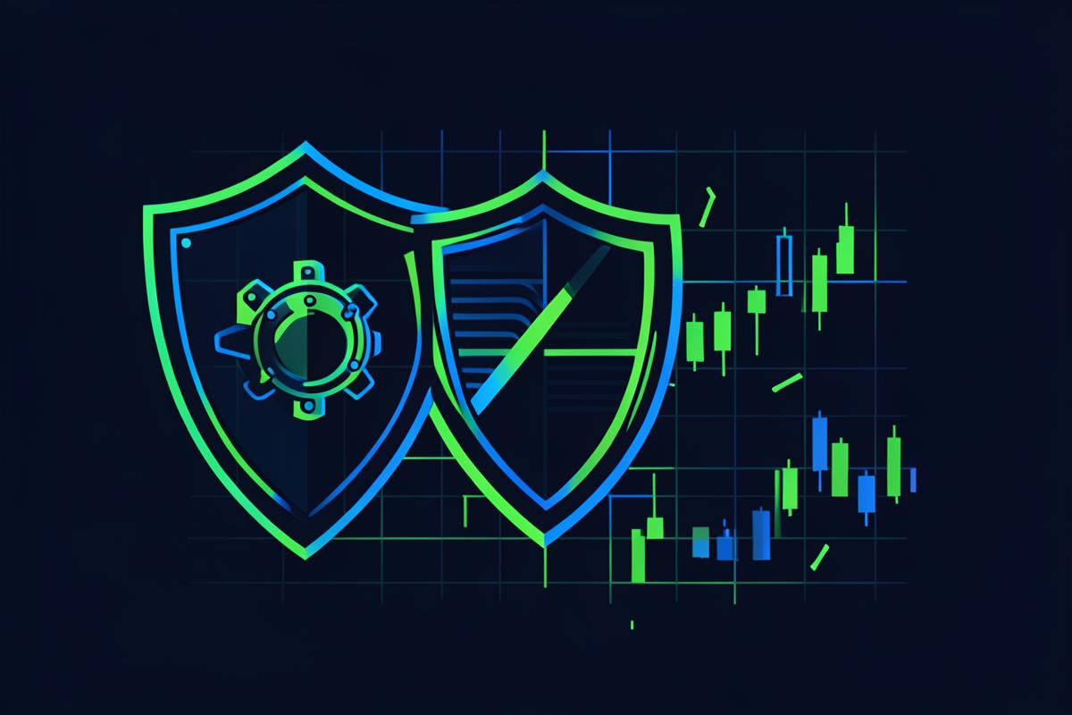 Abstract illustration of security shields protecting a crypto exchange order book